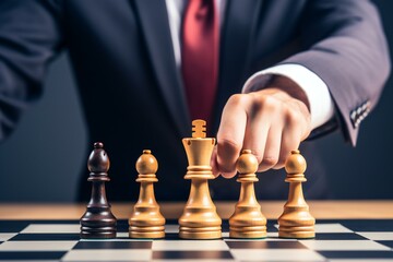 Chess pieces on a board, representing strategic thinking, competition, and the intellectual challenges inherent in the world of business