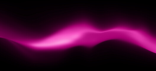 Pink wave on a dark background. Linear wavy illusion with blur and noise. Liquid texture for creative design