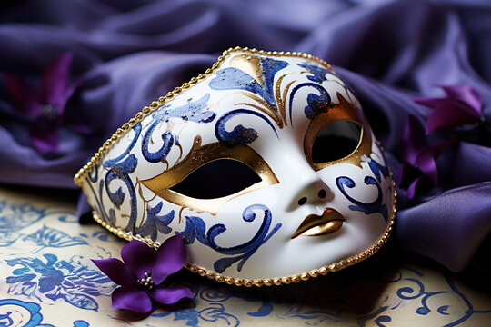 Close-up of Venetian masks. Bright Masks and Radiant Smiles. Carnival in All Its Splendour
