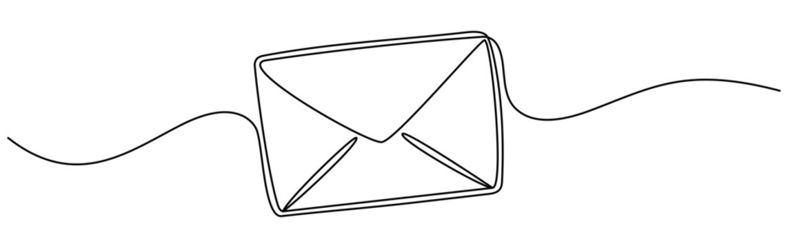 recommend clip art: Envelope continuous line drawing. Email linear symbol. Vector illustration isolated on white.