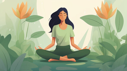 yoga in lotus position illustration