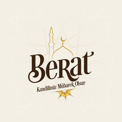 Berat Kandili. Translation: islamic holy night, vector
 - obrazy, fototapety, plakaty