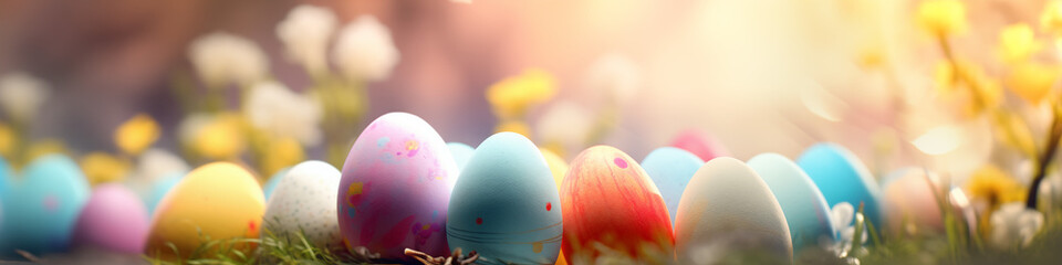 pastell easter eggs and flowers