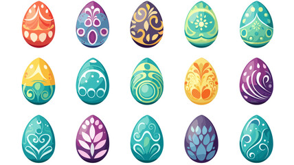 cartoon style, simple vector illustration set, simple colored easter eggs isolated on a white background. Beautiful design element. Easter eggs with smiling faces. Beautiful decoration for children. D