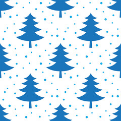 Christmas and new year tree seamless pattern. Vector illustration.