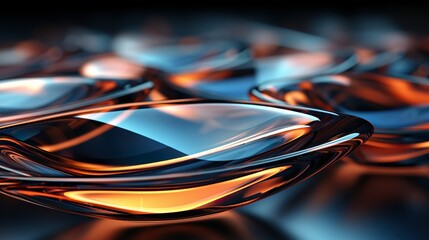 Fondo de formas geométricas de vidrios con reflejos coloridos . Ilustración 3d. Generado por IA. - obrazy, fototapety, plakaty