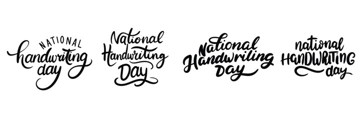 Collection of National Handwriting Day inscriptions. Handwriting set of National Handwriting Day text banner.