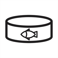 Vector illustration canned tuna fish icon. Can of tuna with label tuna fish. Flat design.Cat food icon outline vector. Pet feed. Can tin