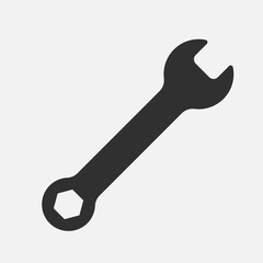 Wrench black icon. Service sign. Repair, fix concept. Vector