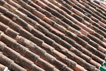 Abstract detail of southern European terracotta roof tiles