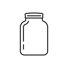 Jar icon. Black contour linear silhouette. Editable strokes. Front side view. Vector simple flat graphic illustration. Isolated object on a white background. Isolate.