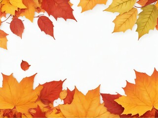 Fototapeta premium Autumn maple leaves on white background with copy space for text. 