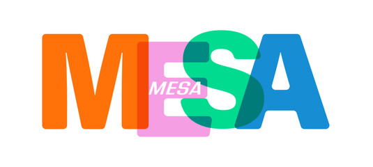 MESA. The name of the city on a white background. Vector design template for poster, postcard, banner