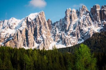 Dolomites covered in snow landscape photo in Italy