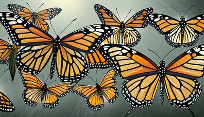 collection of monarch butterflies