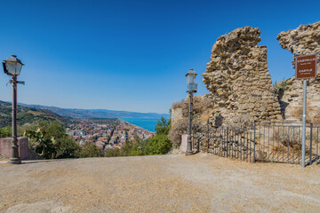 Panoramic view of Capo d'Orlando from the castle ruins, province of Messina IT	