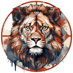 Obraz premium watercolor Lion USA FLAG clipart, Generative Ai