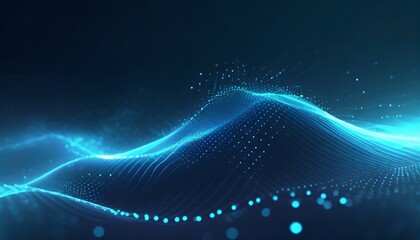 Abstract wave with moving dots. Flow of particles. Cyber technology	

