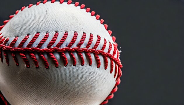 red stitches on a baseball negative space in image