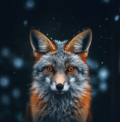 Obraz premium Russian fox in winter at night