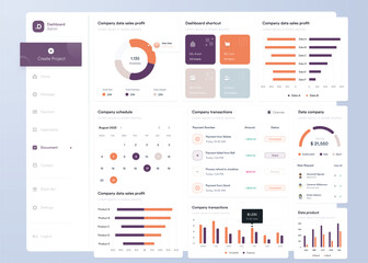 UI UX Infographic dashboard. UI design with graphs, charts and diagrams. Web interface template