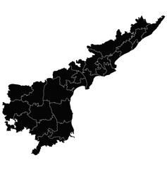 Andhra Pradesh Black Silhouette Map vector illustration on white background