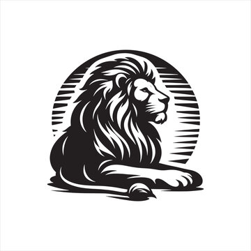 Lion Silhouette: Roaring King of the Jungle Presented in an Intricately Designed Vector Artwork - Minimallest lion black vector Silhouette
