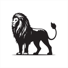 Lion Silhouette: Intricate and Striking Vector Artwork Celebrating the Majesty of the Jungle Monarch - Minimallest lion black vector Silhouette
