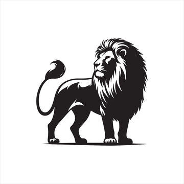 Lion Silhouette: Captivating and Bold Vector Art Showcasing the Majestic Lion in All Its Glory - Minimallest lion black vector Silhouette
