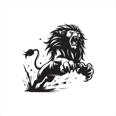 Lion Silhouette: Aesthetic Vector Art Celebrating the Grace and Power of the Regal Jungle Monarch - Minimallest lion black vector Silhouette
