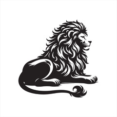 Lion Silhouette: Visually Stunning Black Vector Illustration of the Jungle Monarch in All Its Glory - Minimallest lion black vector Silhouette
