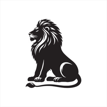 Lion Silhouette: Striking and Elegant Vector Graphic Capturing the Majesty of the Fabled Jungle Monarch - Minimallest lion black vector Silhouette
