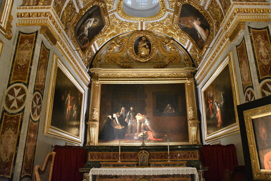 Caravaggio's painting, The Beheading of Saint John and Saint Jerome, Saint John's Co-Cathedral, Catholic Church, Triq San Gwann, Il-Belt Valletta, Malta, 