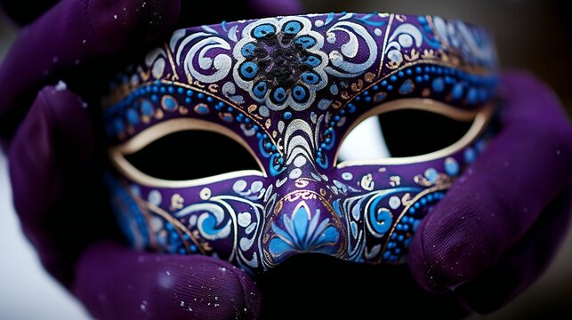 Vibrant Masquerade Masks and Decorations. Festive, Mysterious Atmosphere