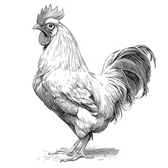 Farm Rooster sketch hand drawn in doodle style Farming Vector - obrazy, fototapety, plakaty