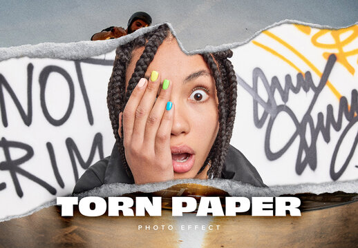 Torn Paper Photo Effect Mockup