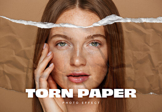 Torn Paper Photo Effect Mockup