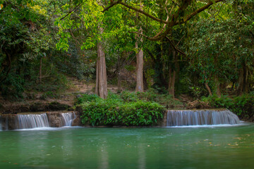 Chet Sao Noi Waterfall, or Seven Little Girls waterfall, a seven tiers of small and beautiful...