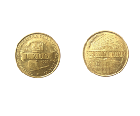 Old Italian currency 200 Lira 1996
