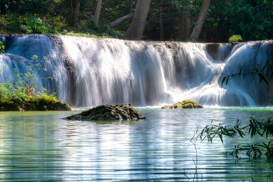 Chet Sao Noi Waterfall, or Seven Little Girls waterfall, a seven tiers of small and beautiful waterfall in Namtok Chet Sao Noi National Park, Saraburi