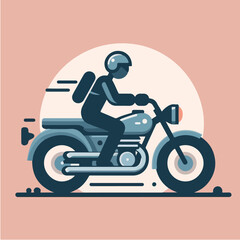 Vector guy is riding a motorbike