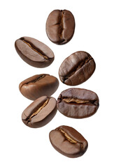Flying delicious coffee beans - isolated