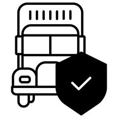 truck insurance solid glyph icon illustration