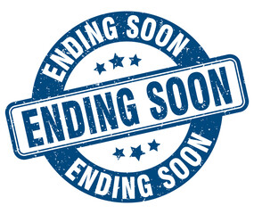ending soon stamp. ending soon label. round grunge sign