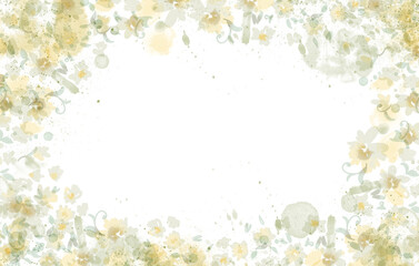 Yellow pastel floral painted background. PNG transparent illustration