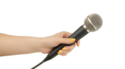 Hand with microphone cut out 