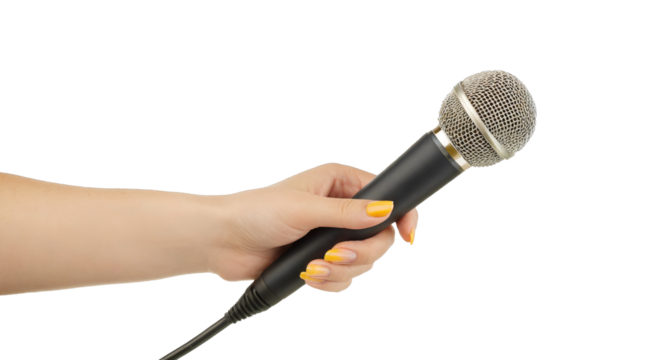 Hand with microphone cut out 