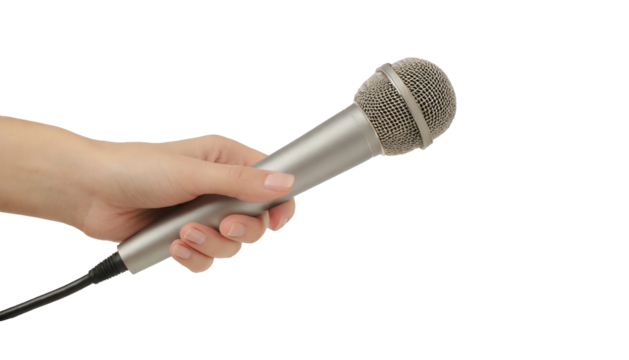 Hand with microphone cut out 