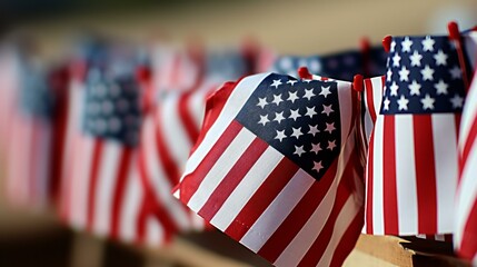 Multiple American Flags Close-Up, Patriotism, Pride, National Identity