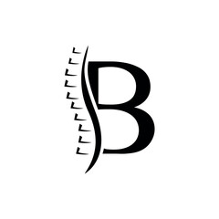 B Chiropractic logo vector, spine health care medical symbol or icon - obrazy, fototapety, plakaty